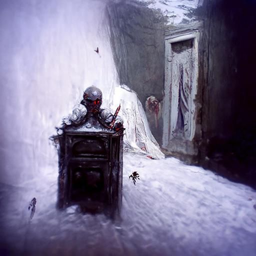 Horrific White Room in Etching Style