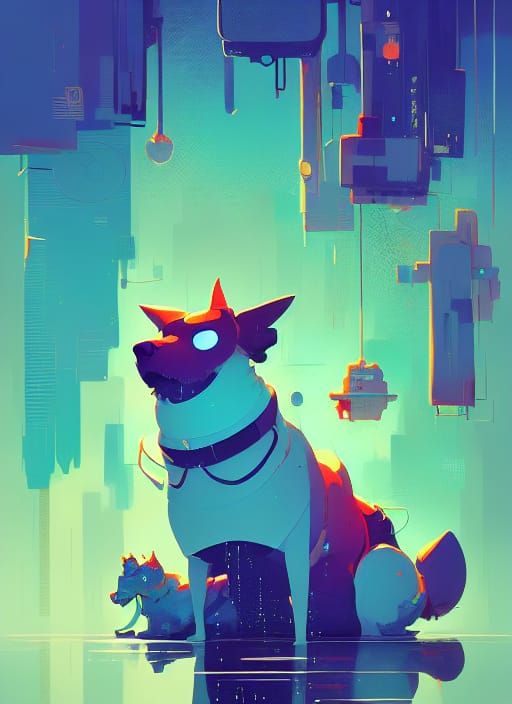 Dog in Suit Cityscape, Composite Digital Art