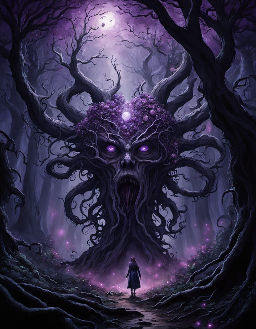 Lovecraftian Fairy Emerges from Sky Rift in Dark Fantasy