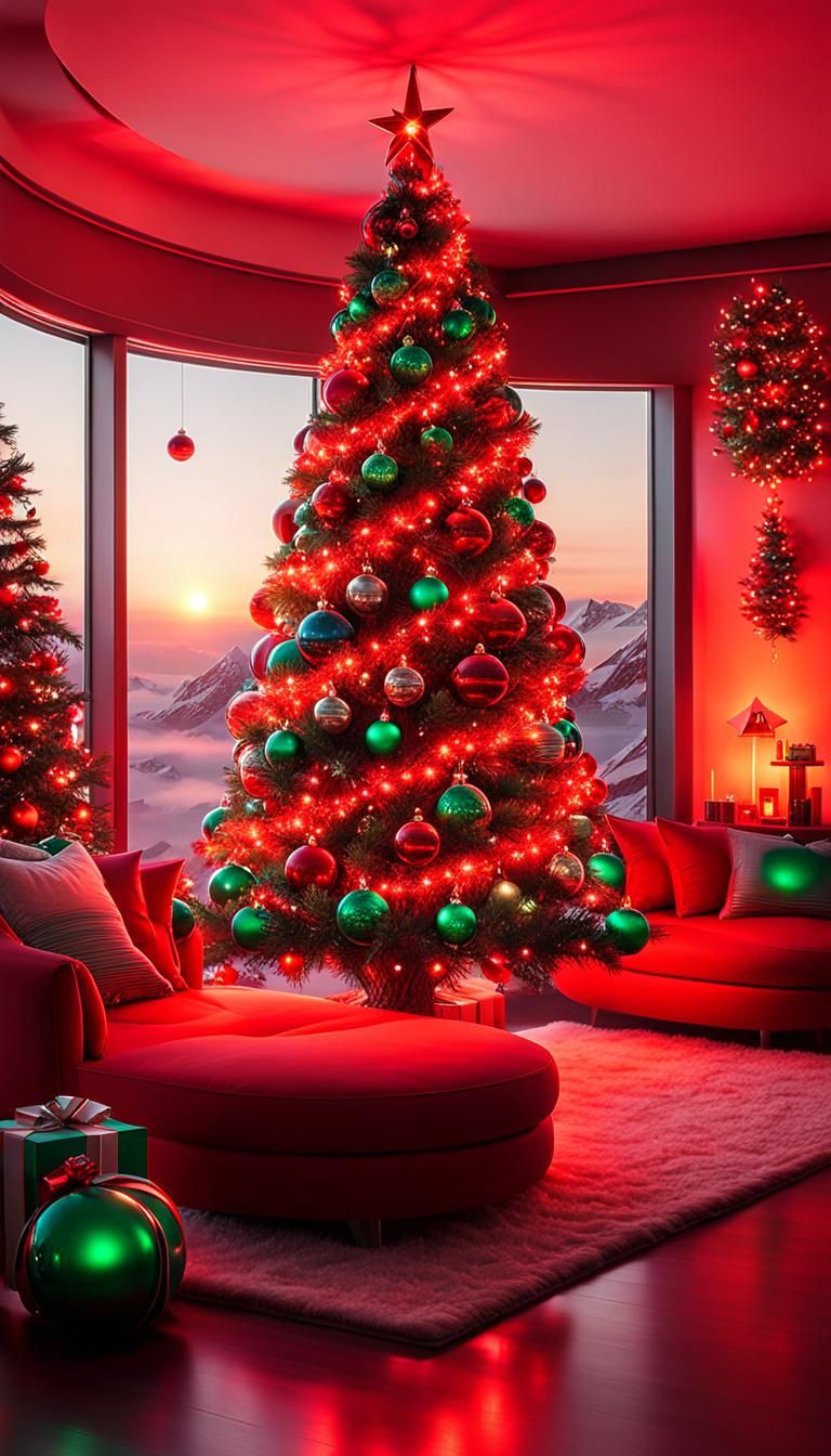 Futuristic Alien Christmas Tree in Sci-Fi Home