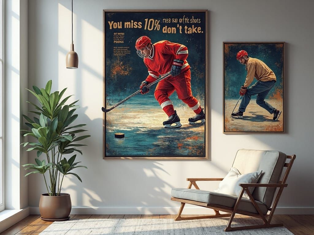 Banksy Style Hockey Poster: Player Scores Goal