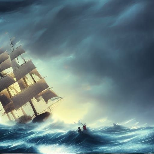 Sailors Battle Giant Waves in Mysterious Ocean