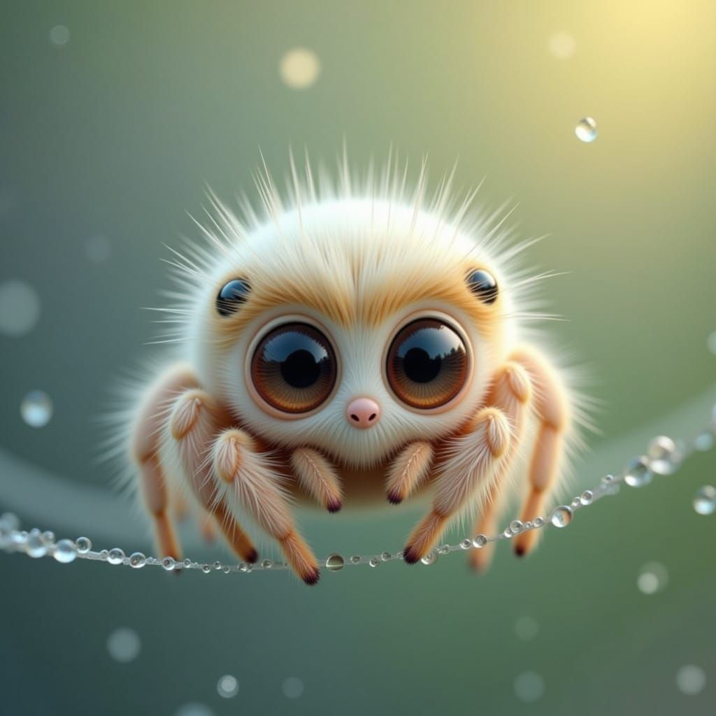 Adorable Fluffy Spider in Whimsical Style
