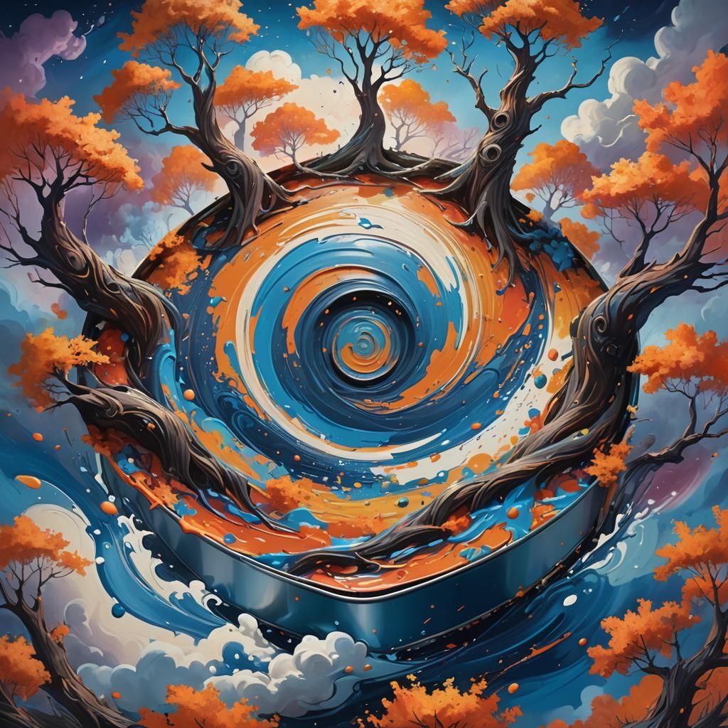 Paint Spill Creates Fantasy Landscape, Vibrant Art