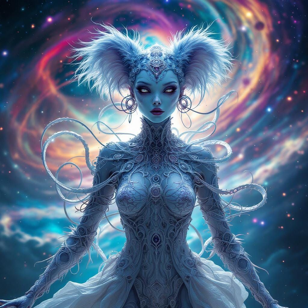 Cosmic Koala Goddess in Psychedelic Style