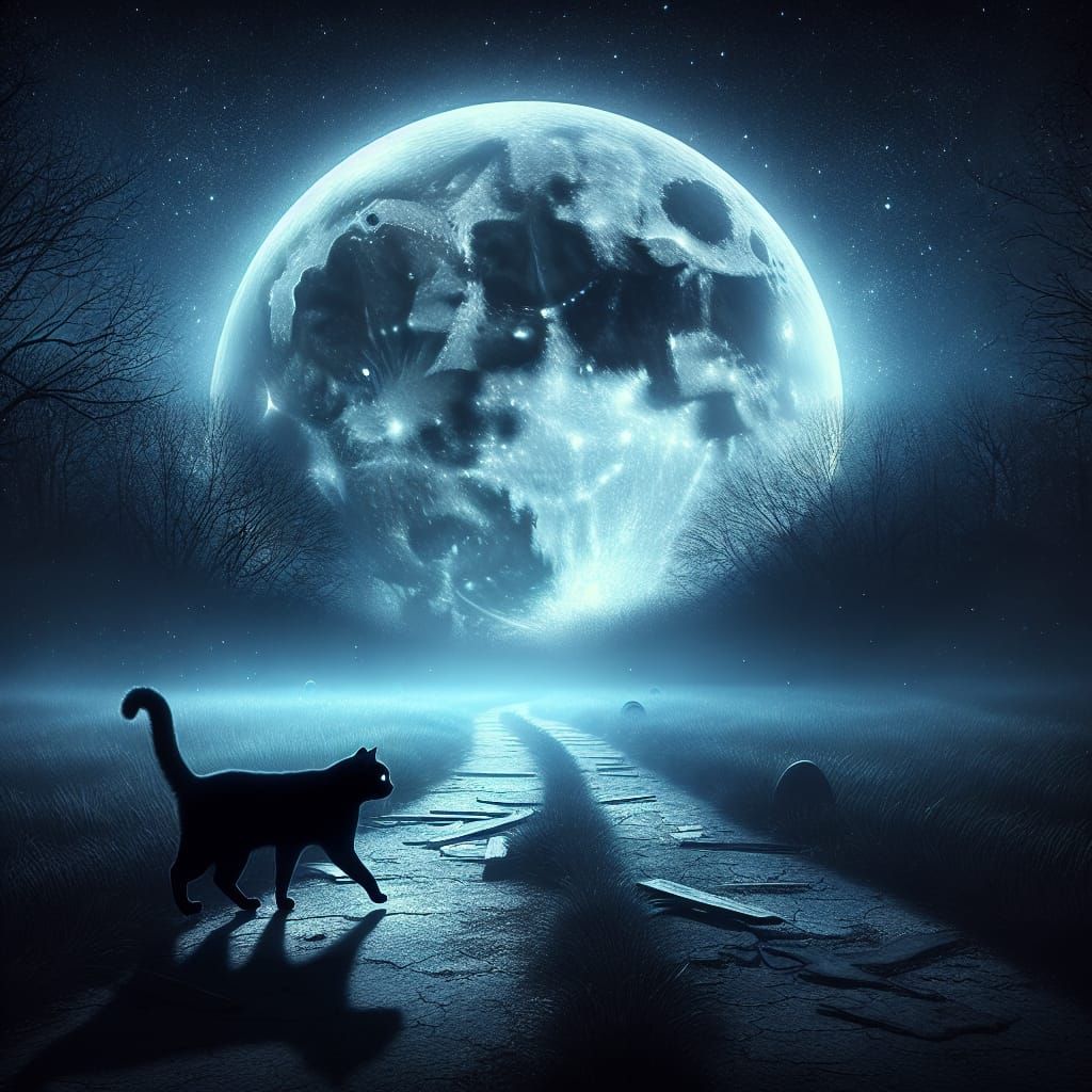 "FRIDAY THE 13TH"  
A black cat crossing in front of a full ...