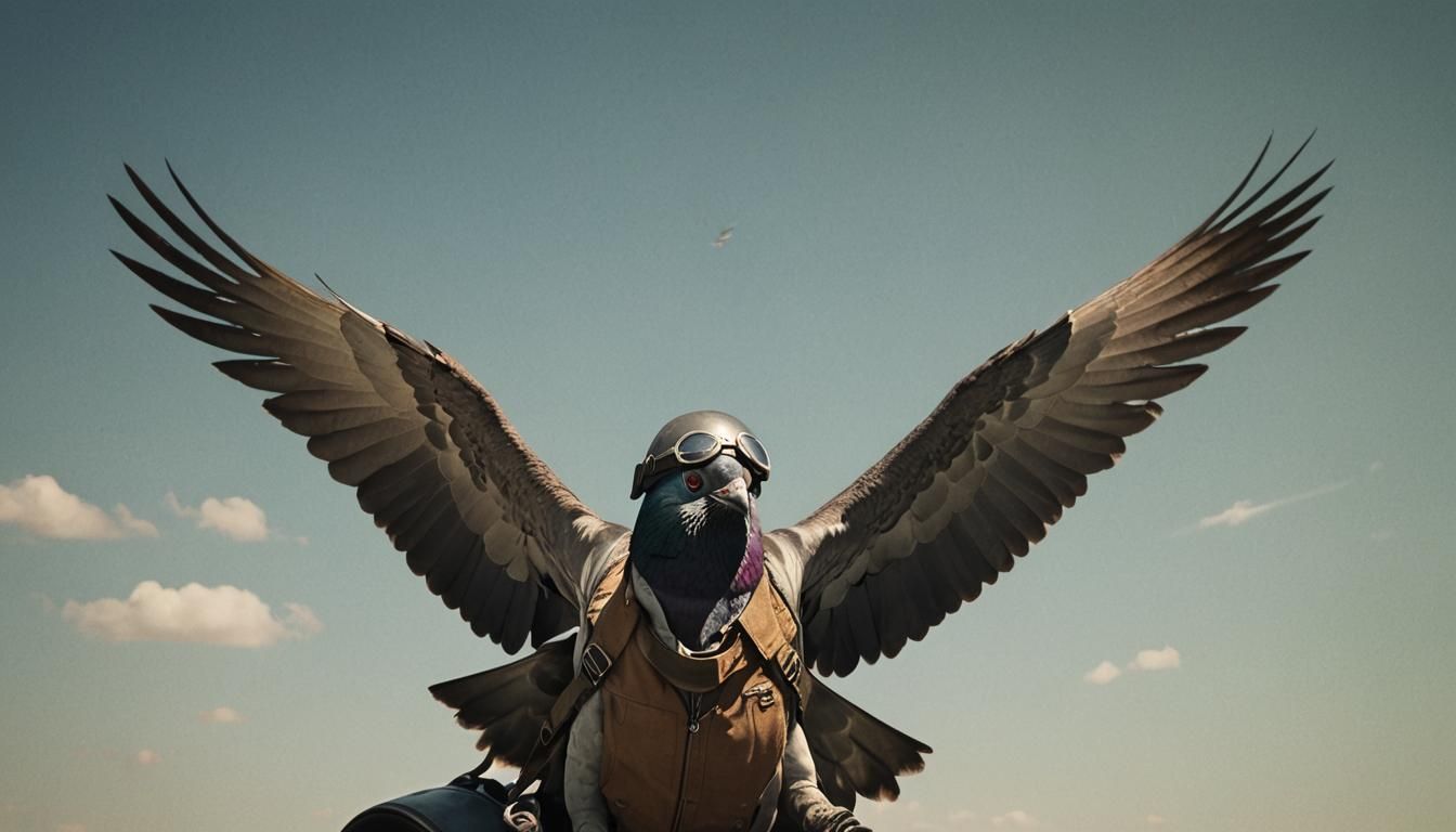 Pigeon Aviator: A Cinematic Film Still