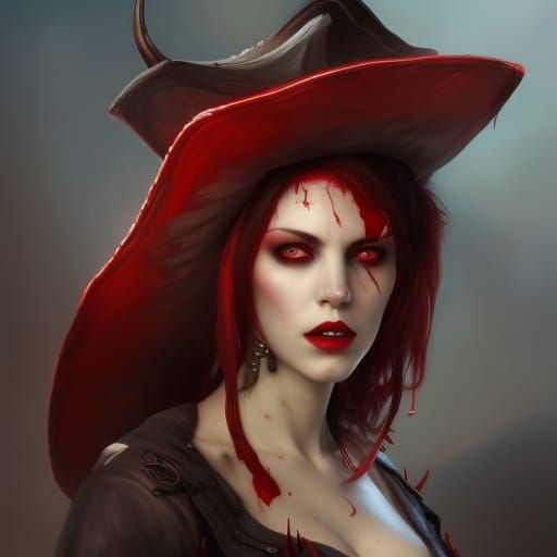 Vampire Pirate Woman in Hyperdetailed Portrait