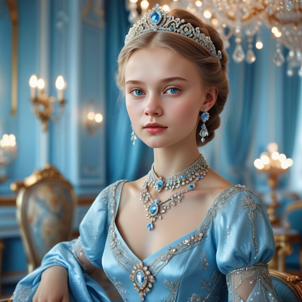 Young Princess Portrait in Lavish Tsarist Interior