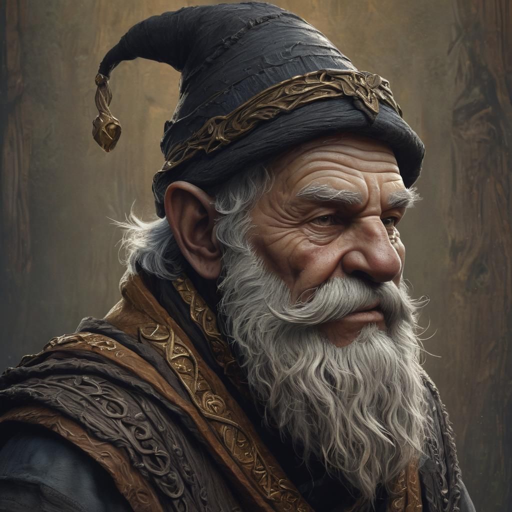 Gnome Cleric Portrait in Gustave Doré Style