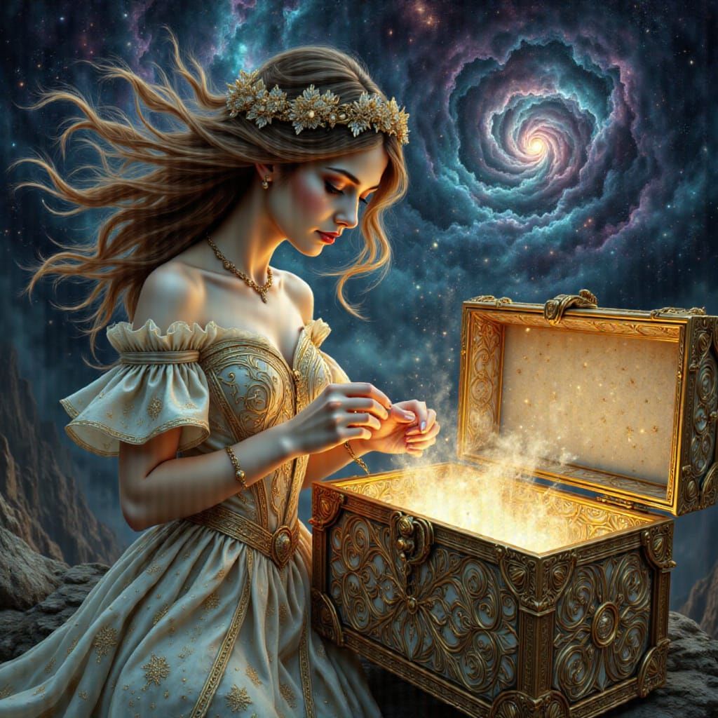 Celestial Seamstress Stitches Cosmic Treasure Chest