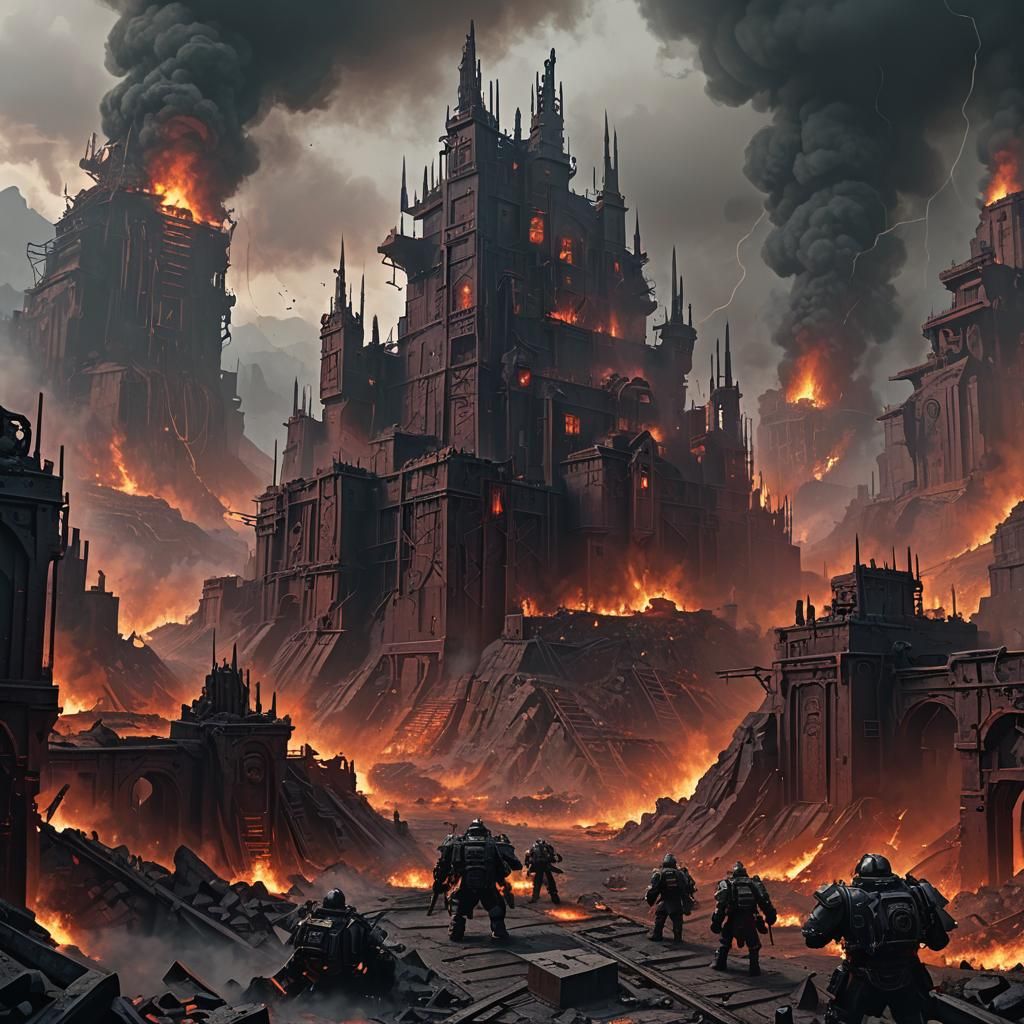 Grimdark Fortress World in the Style of Simon Stalenhag