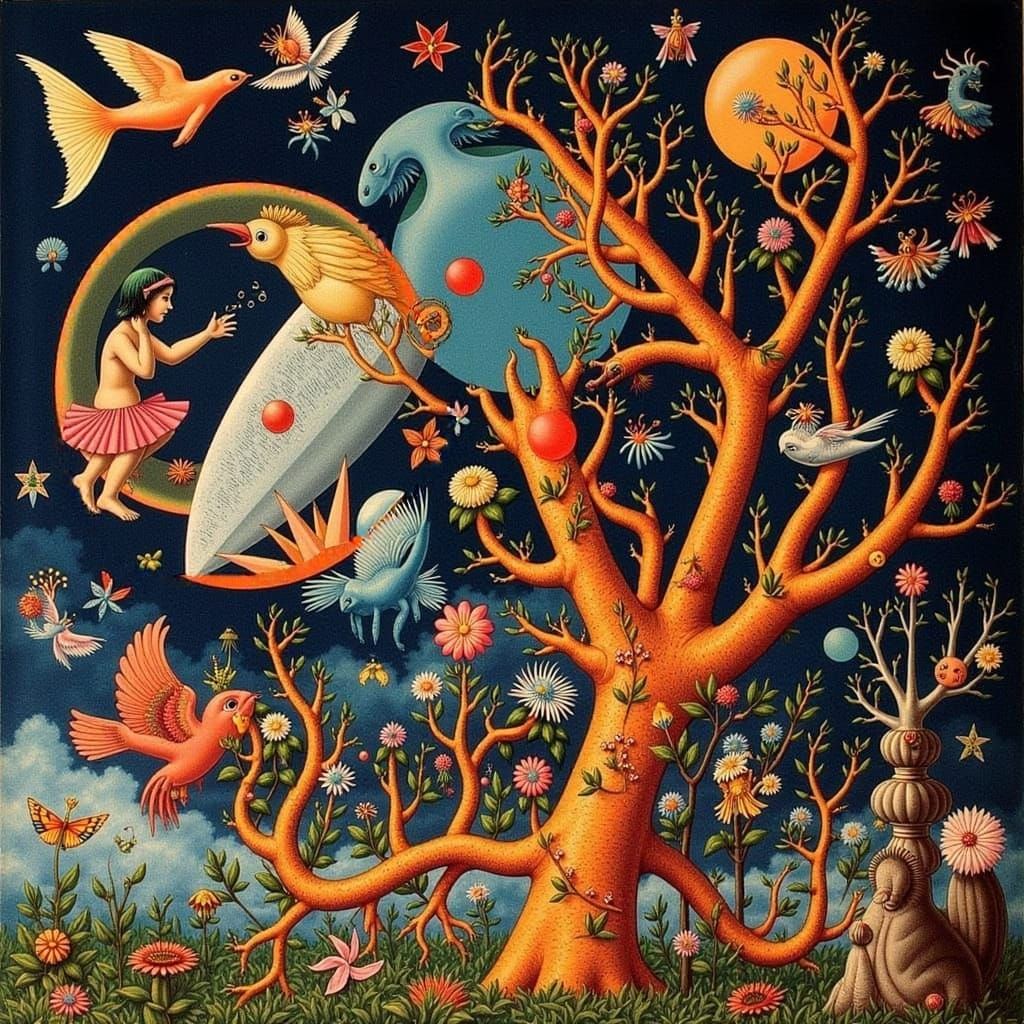 Hallucinatory Art Deco Image Inspired by Hieronymus Bosch