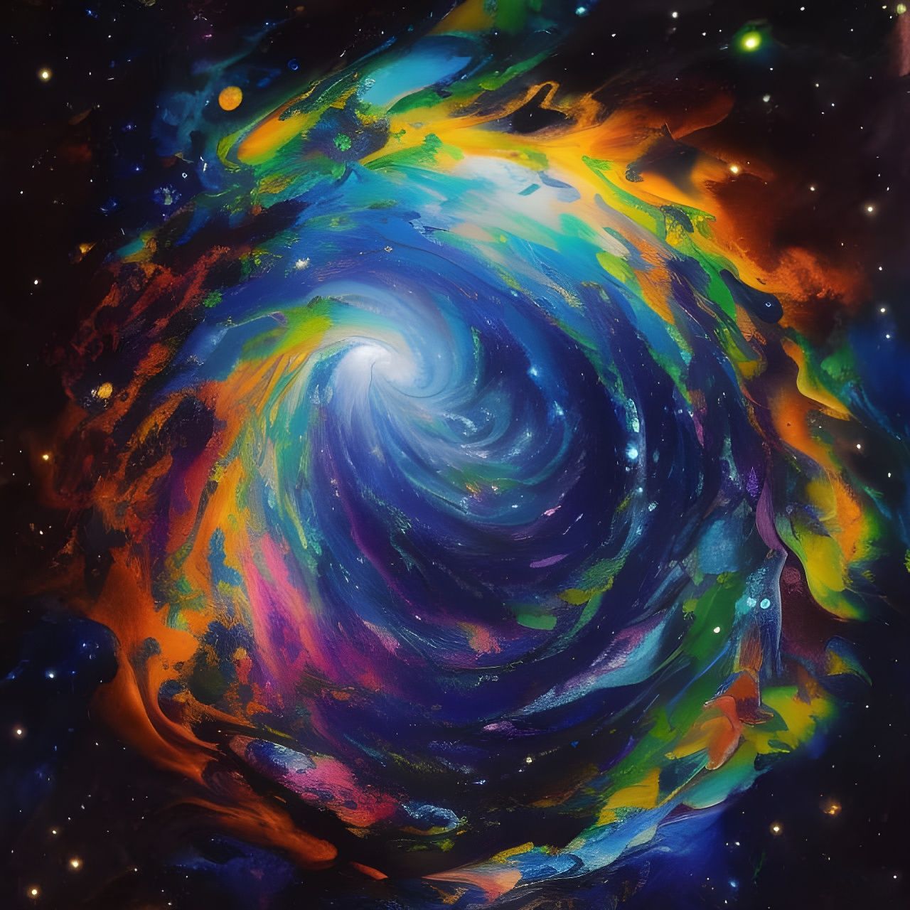 Surreal Milky Way Illustration in Gouache Style