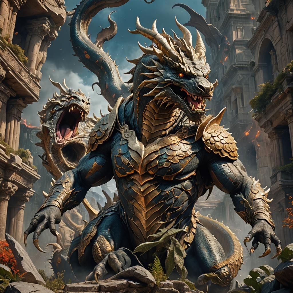 Apollo Battles Python in a Detailed Matte Painting