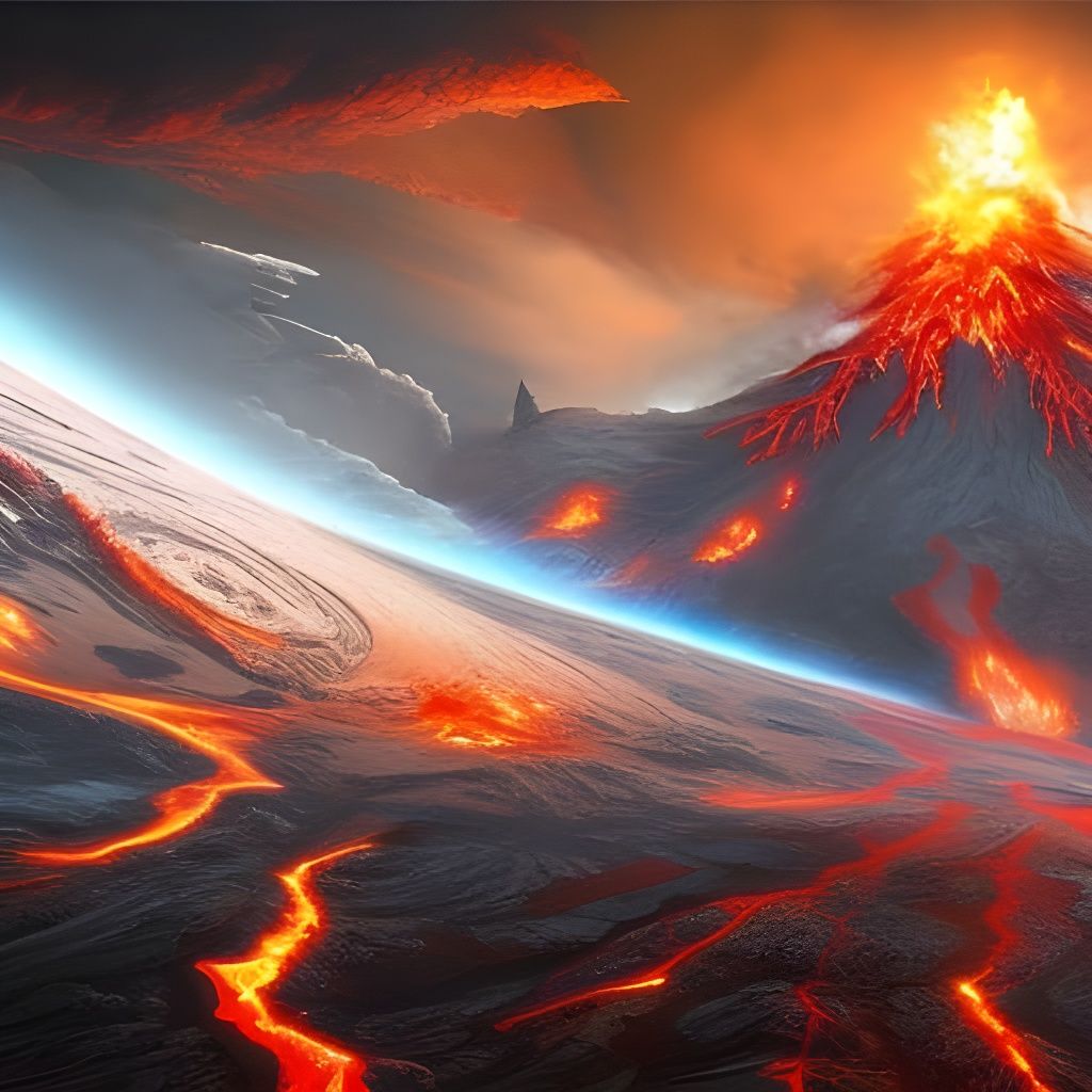 Detailed Volcano in Epic Fantasy Battleground, Hyperrealisti...
