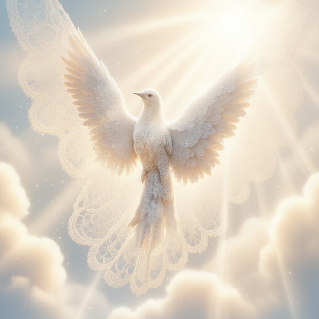 Intricate Lace Wing Birds in Heavenly Sunshine