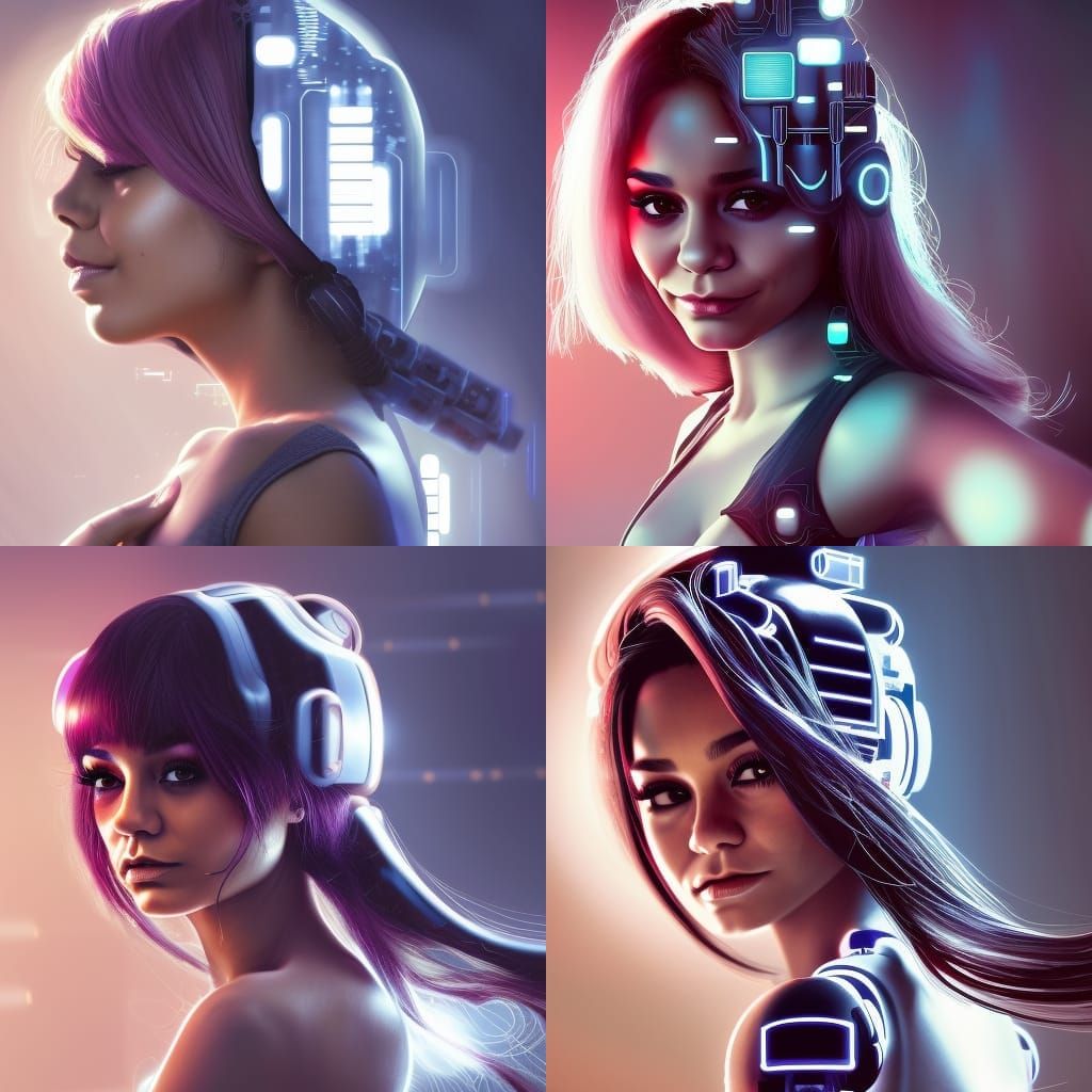 Cyberpunk Mecha Girl Portrait: Hyperdetailed Digital Art