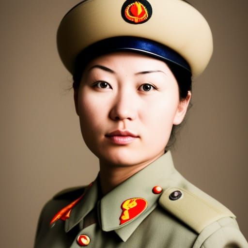 Female Chinese Soldier Portrait, Professional Photography