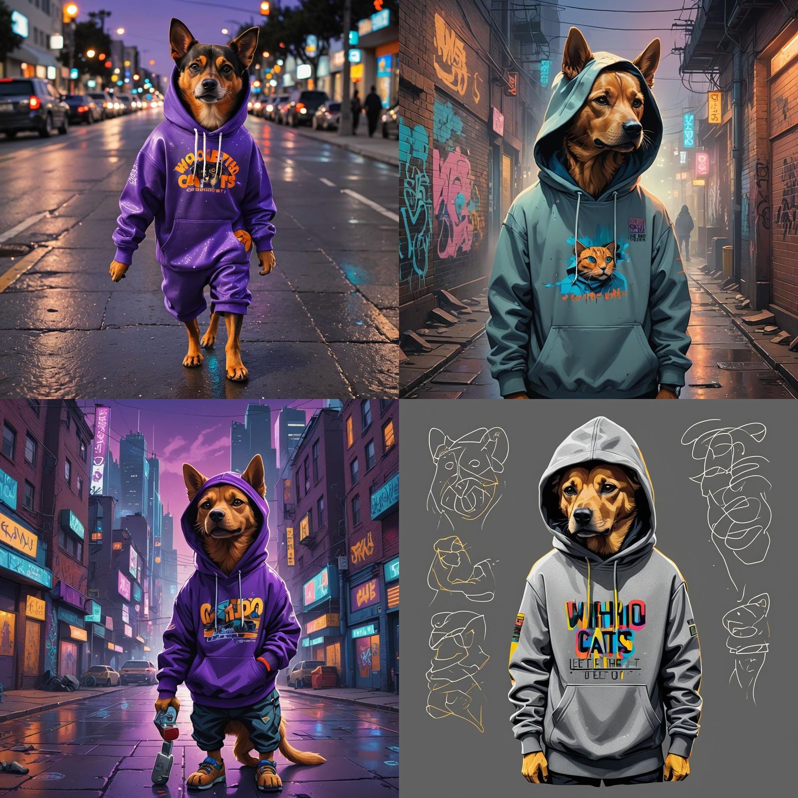 Dog in Hip-Hop Hoodie: Urban Fantasy Art