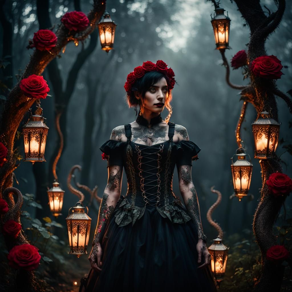 Serpent with Rose Outfit in Dark Academia Style