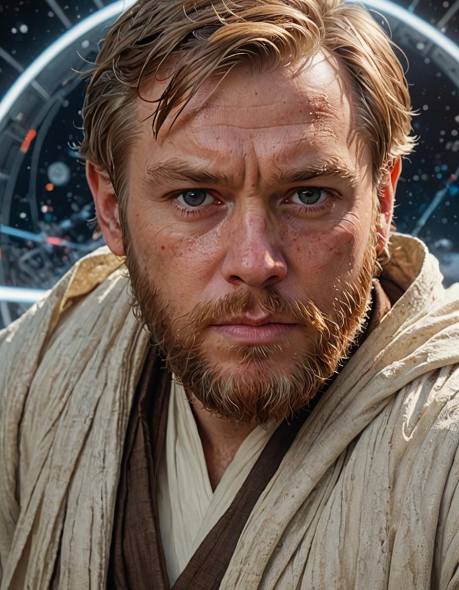 Obi-Wan Kenobi Portrait on Deathstar in Neoclassical Style