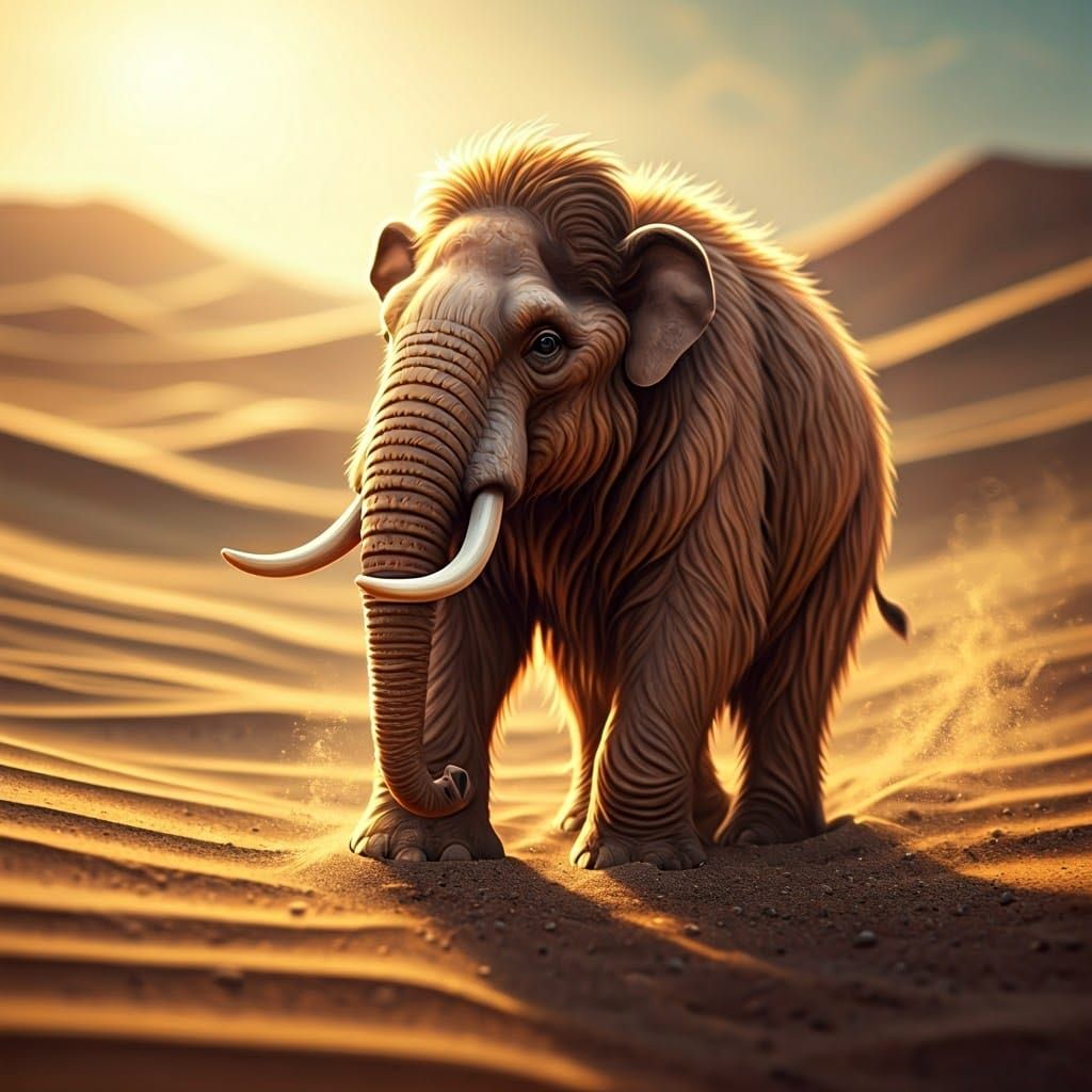 Vibrant Desert Sand Mammoth in Golden Hour Light
