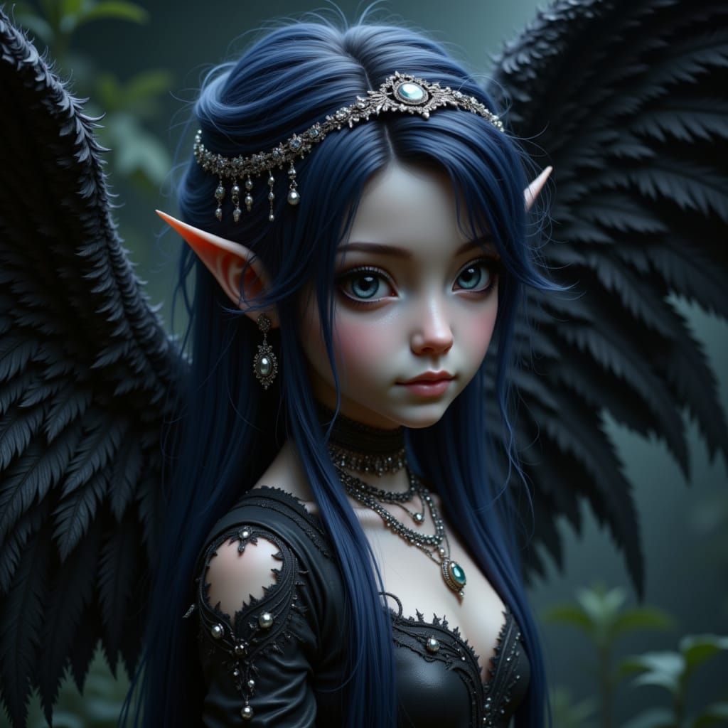 Dark Angel Nyx in Bohemian Whimsy Style