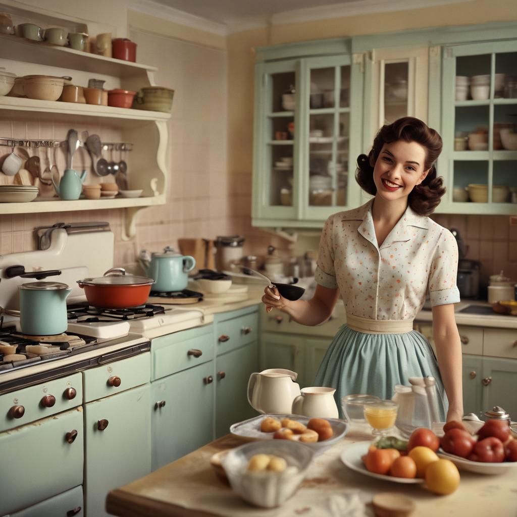 Tradwife Cooks Breakfast in 1950s Kitchen