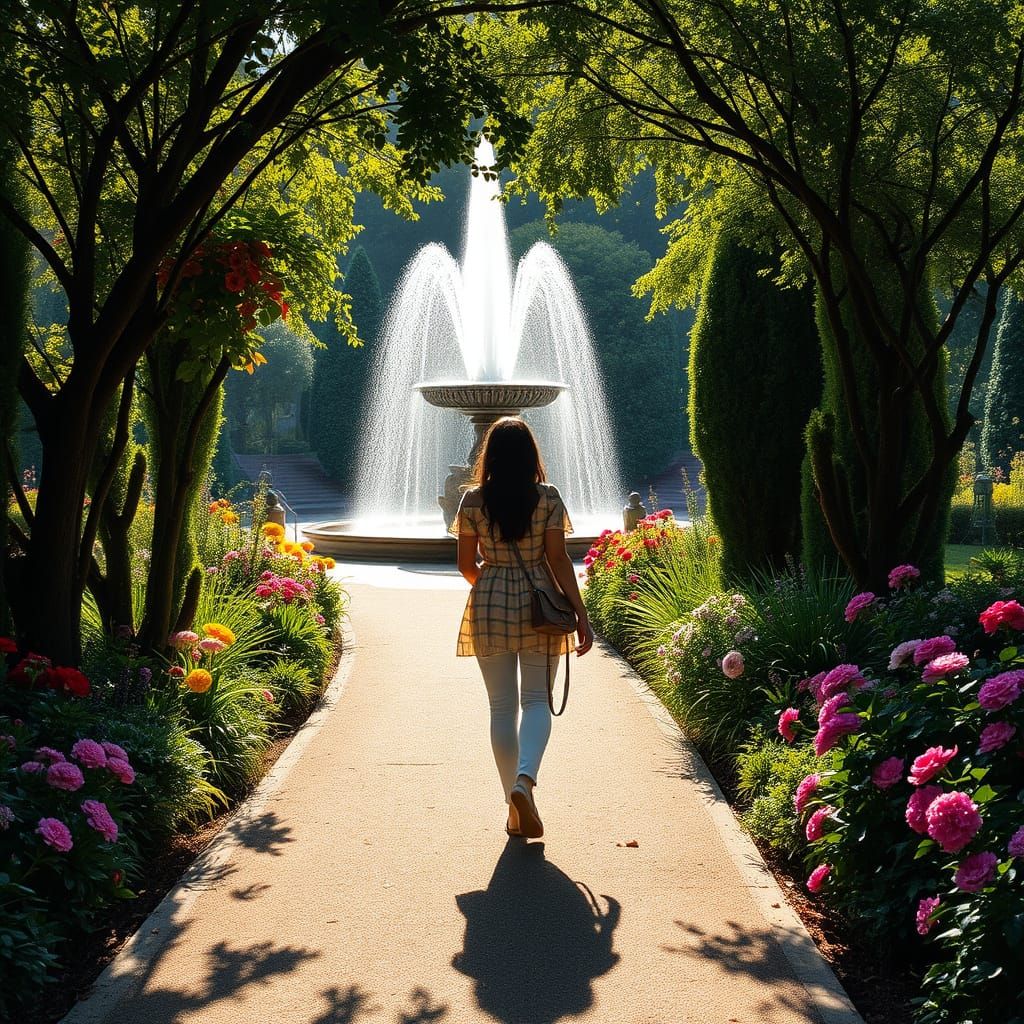 Whimsical Garden Path in Sparkling Fantasy Setting