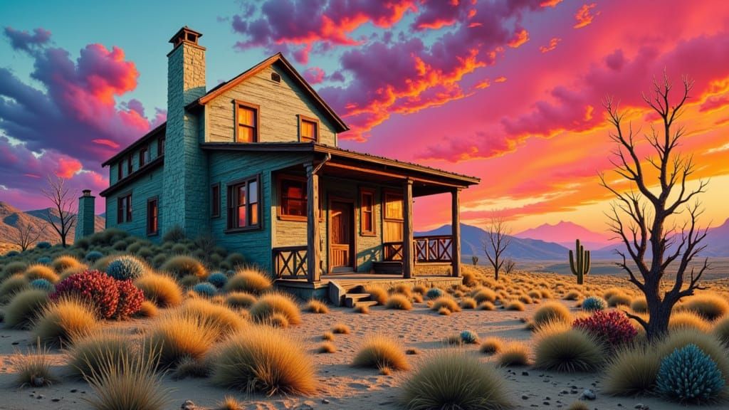 Ghost Ranch Splash Art in JMW Turner Style