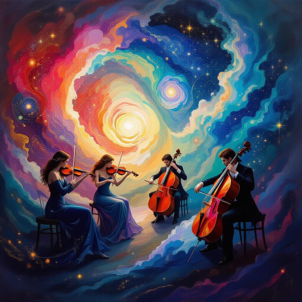 Celestial Musicians Play Among Swirling Nebulae