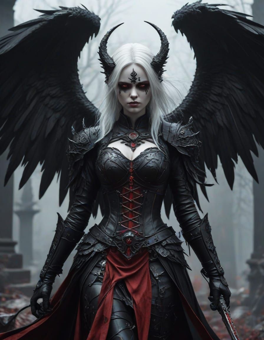Dark Fantasy Angel of Death in Gothic Horror Style
