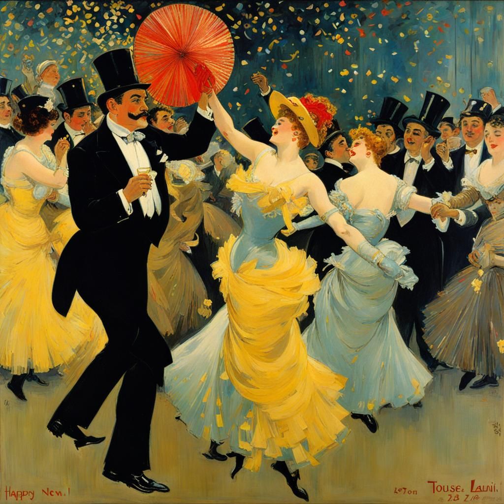 Confetti Celebration: Impressionist and Surrealist Styles