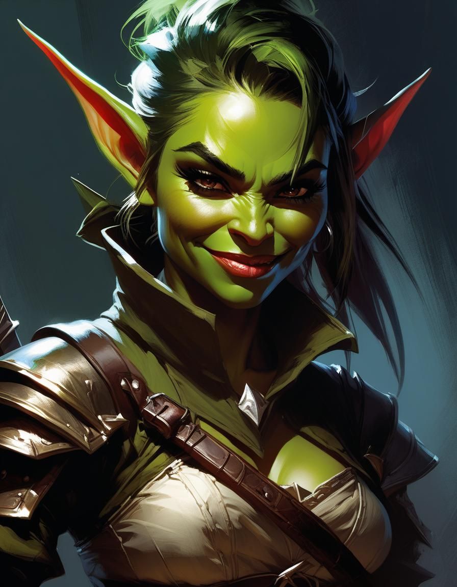 Alluring Goblin Rogue with Dagger, Cel-Shaded Art