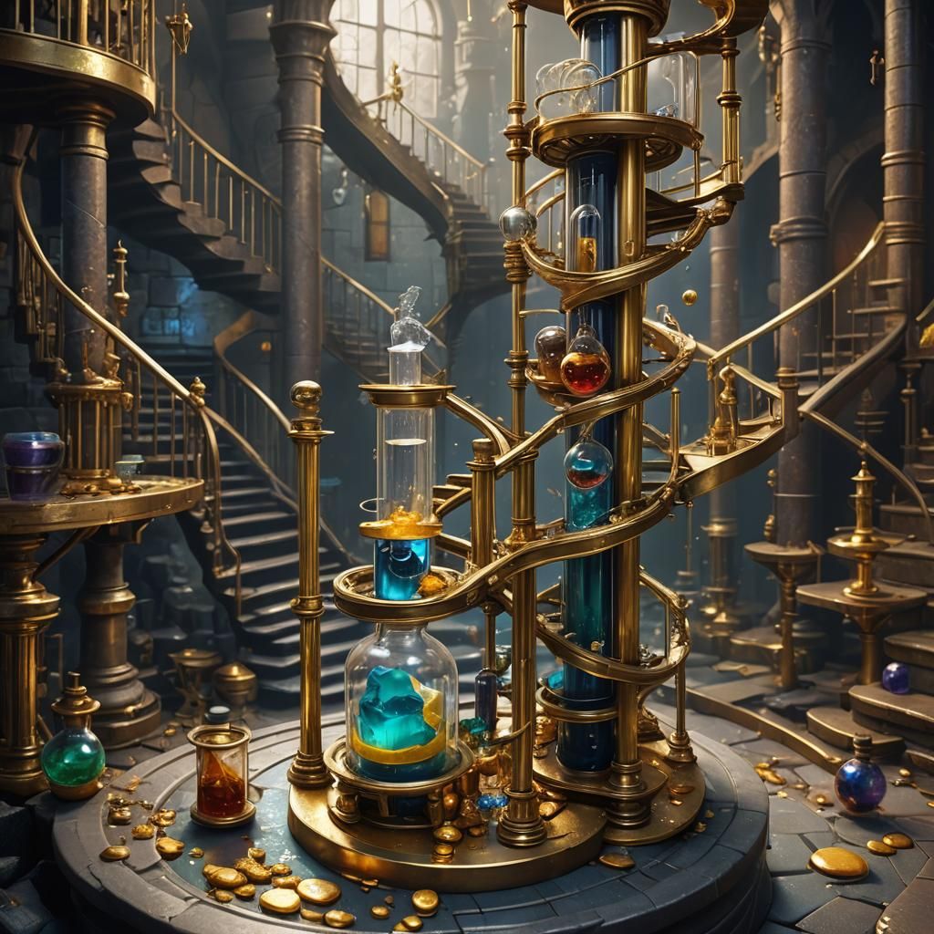 Fantastical Alchemist Lab with Bubbling Liquid