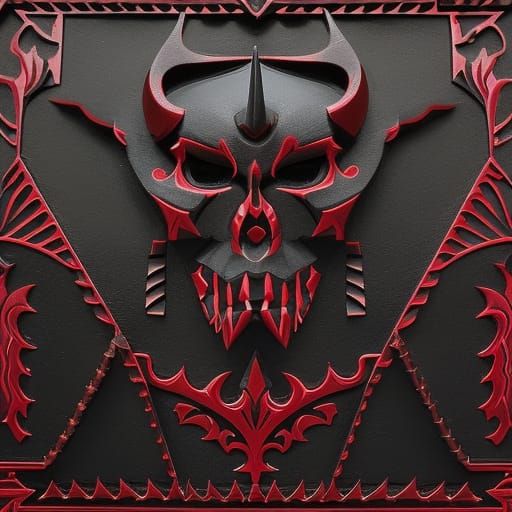 Devilish Carving in Striking Black and Red