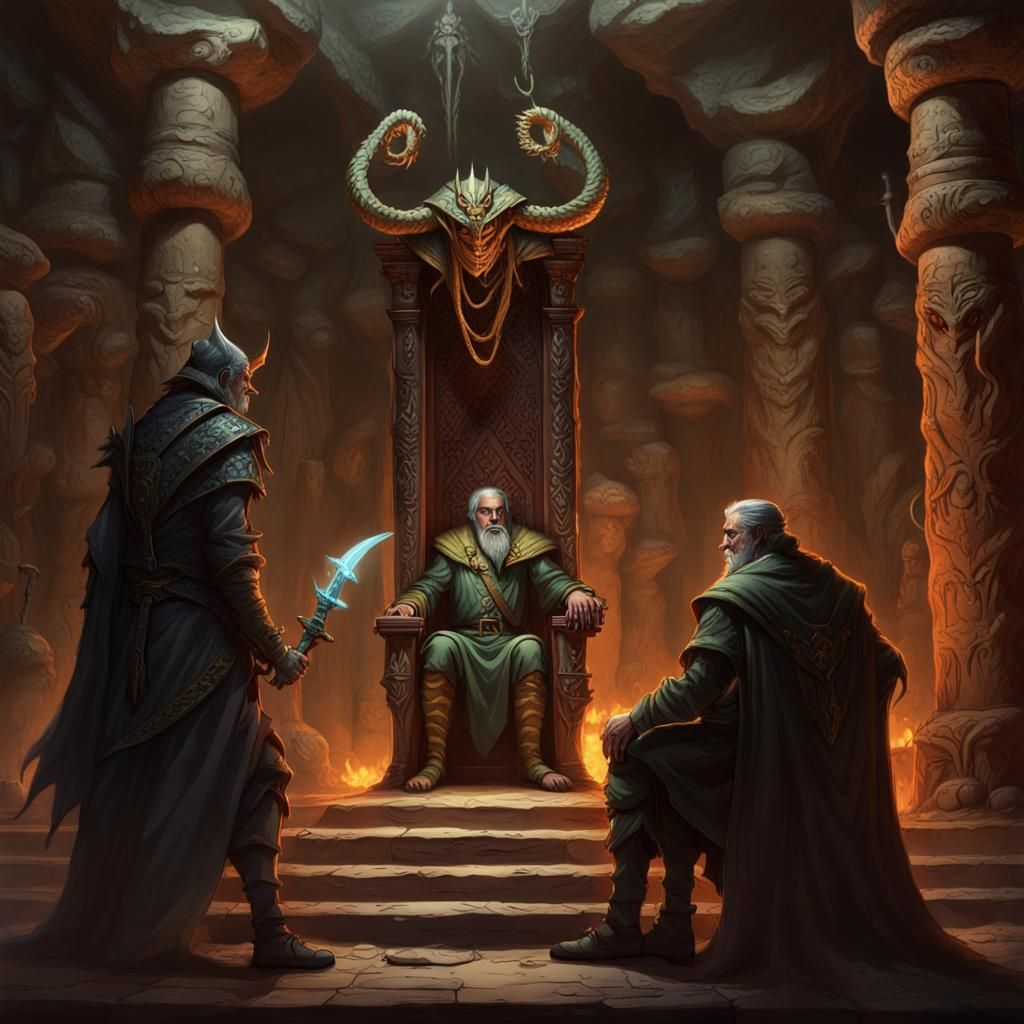 Fantasy Heroes Confront Serpent Lich in Tomb