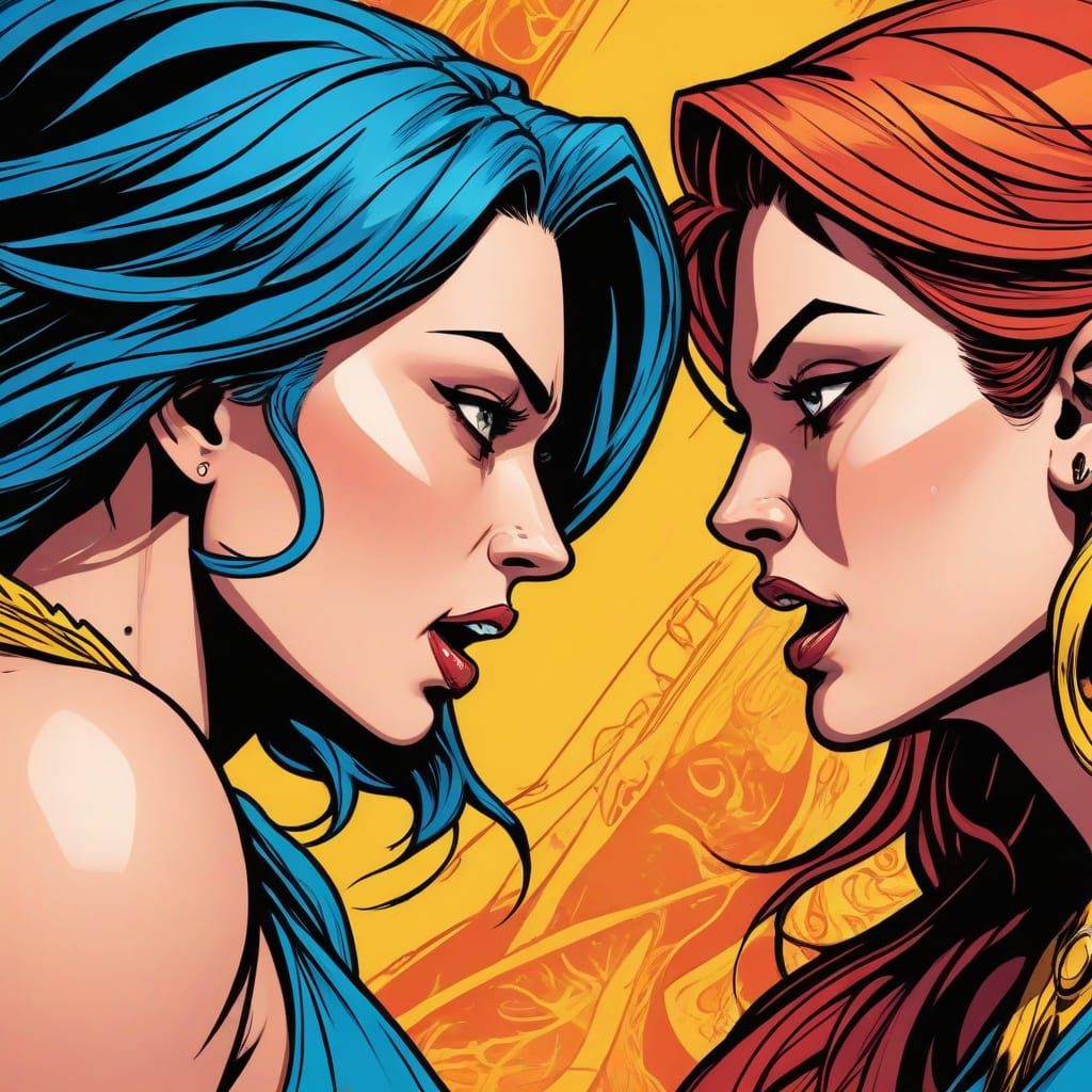 Goddess and Mother Argue in Comic Book Style