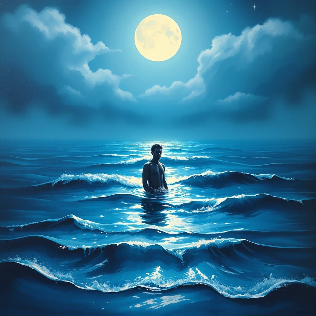 A Dreamlike Moment of Serenity under Moonlit Skies