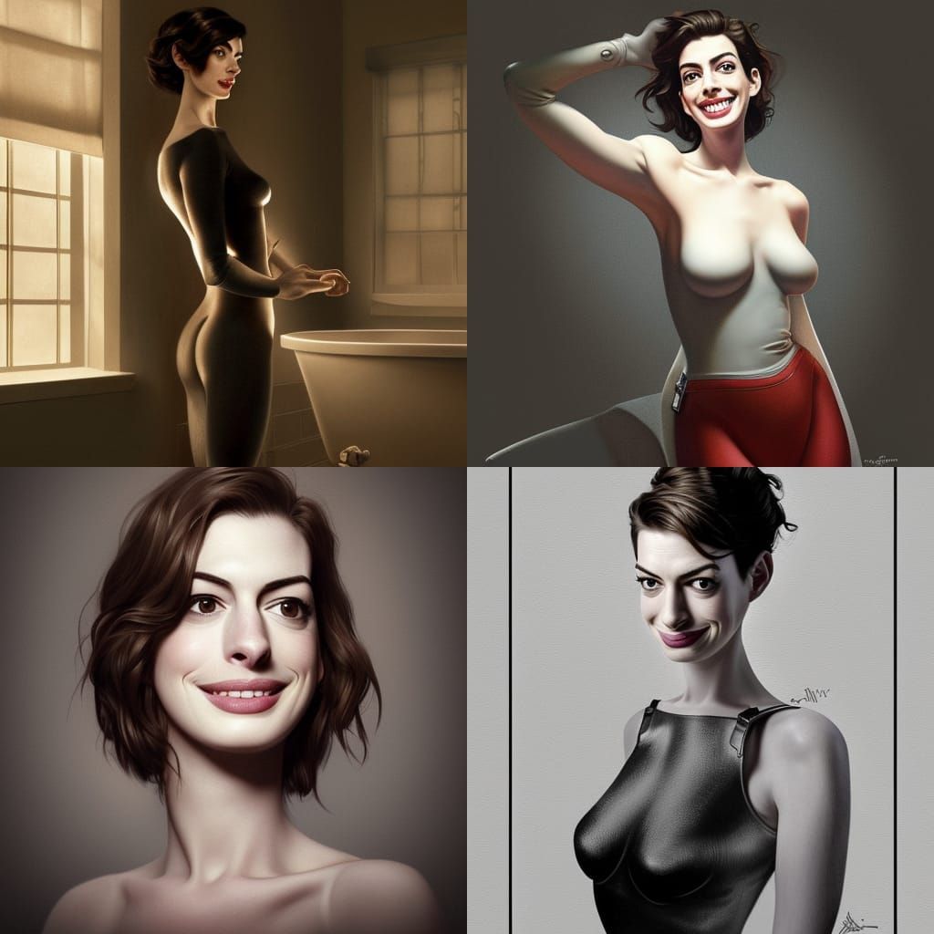 Anne Hathaway Portrait in Digital 3D Art Style