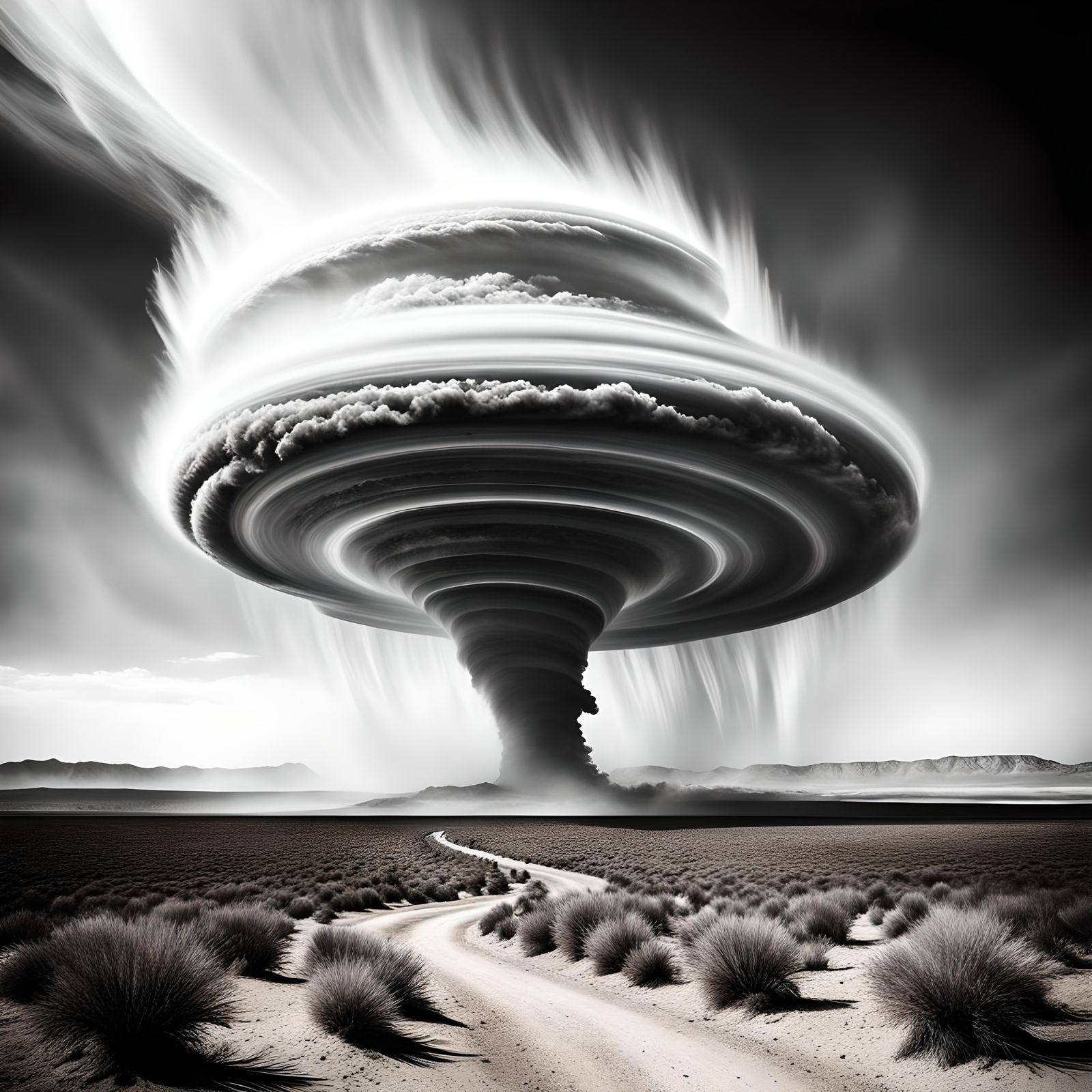 Cosmic Tornado in Digital Watercolor Style