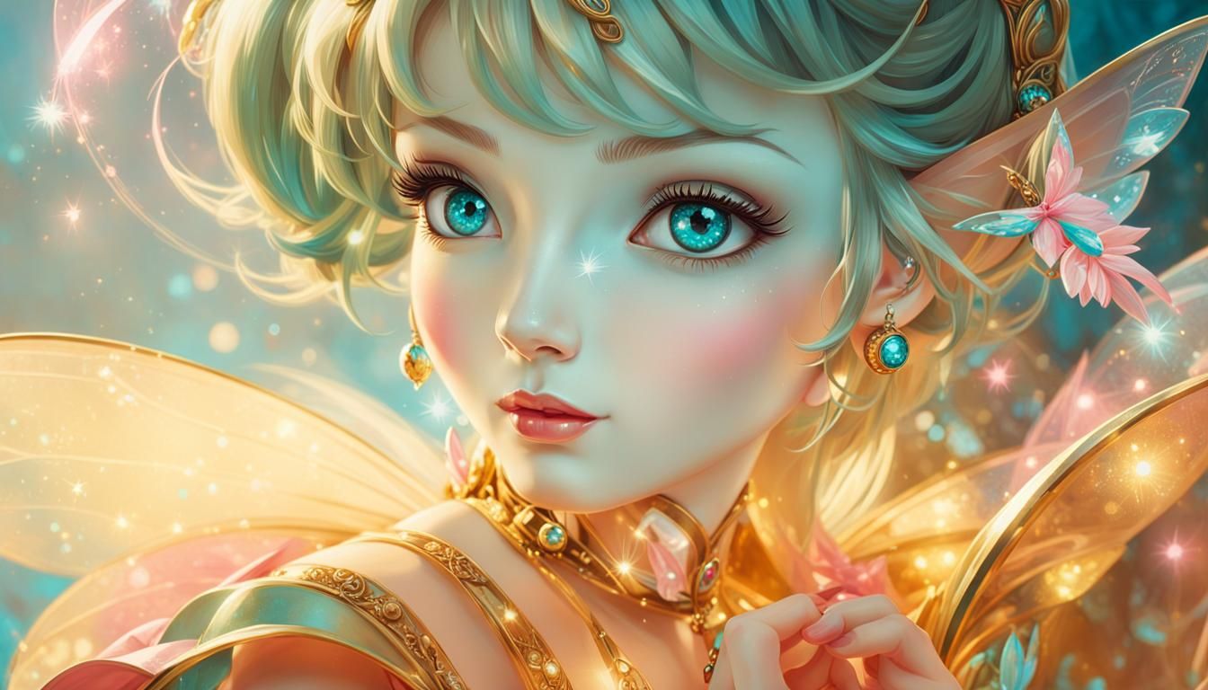 Tinkerbell Fairy Portrait with Sparkling Dust