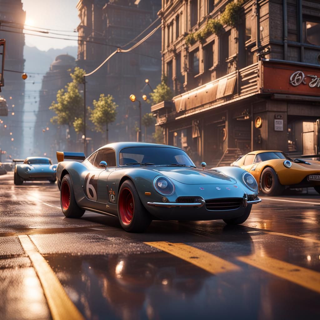 Cars in Detailed 3D Cinematic Style