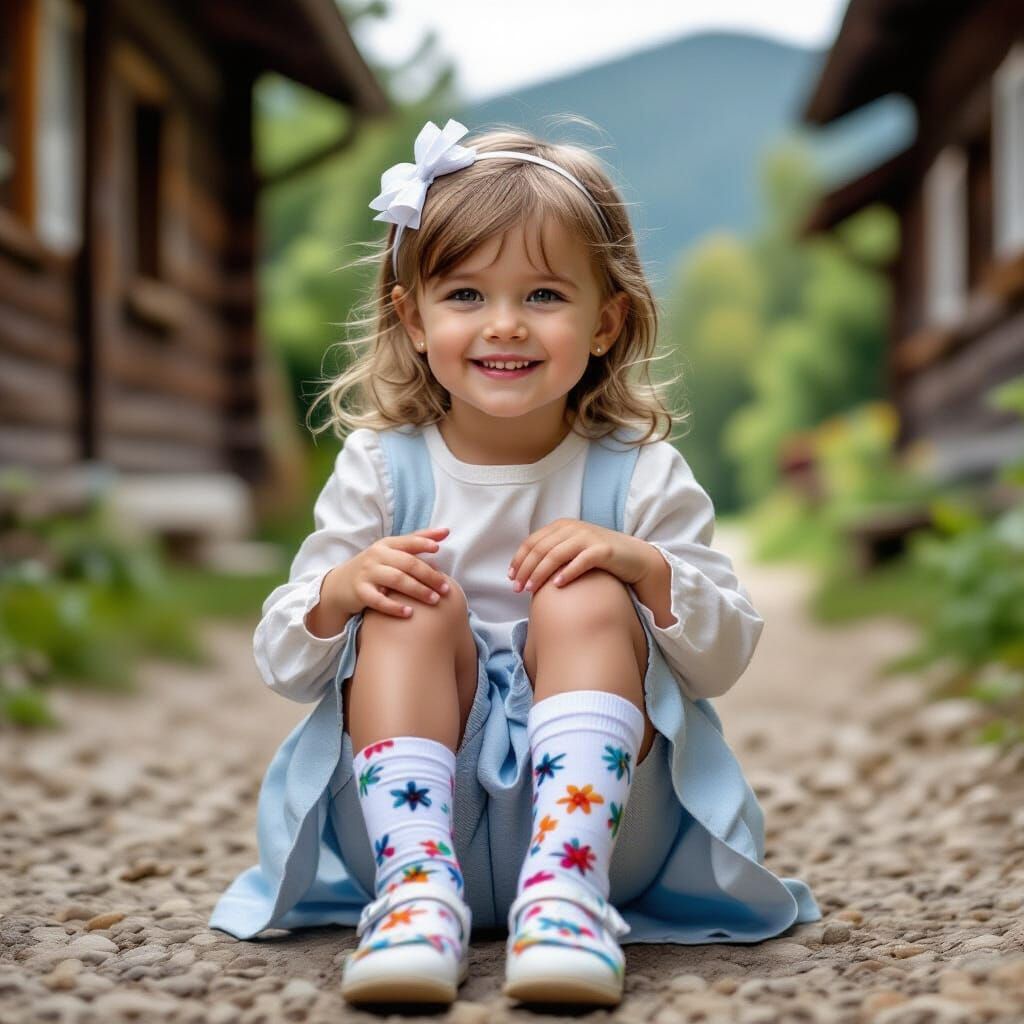 Girl Shows Off Ladybug Socks