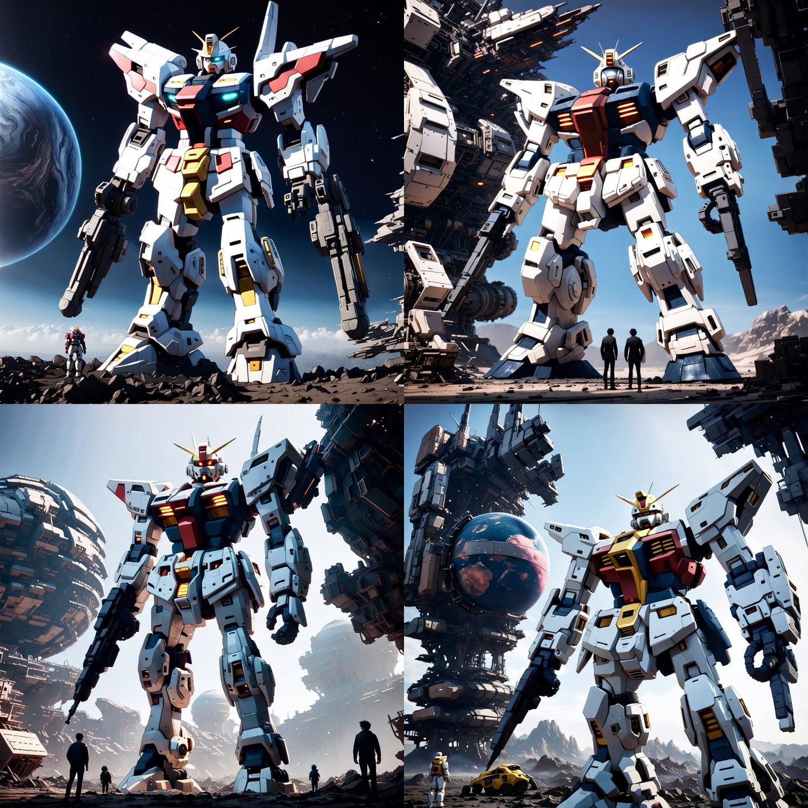 Giant Gundam Mech Construction Near Gas Planet