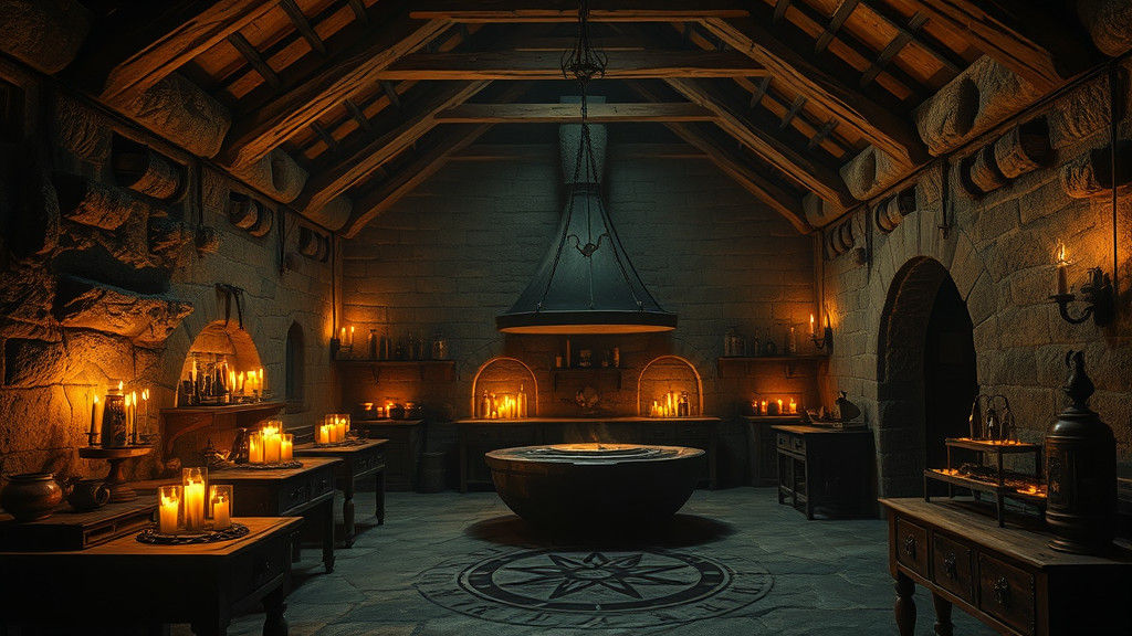 Mystical Serpent Cultist Kitchen in Beksiński Style