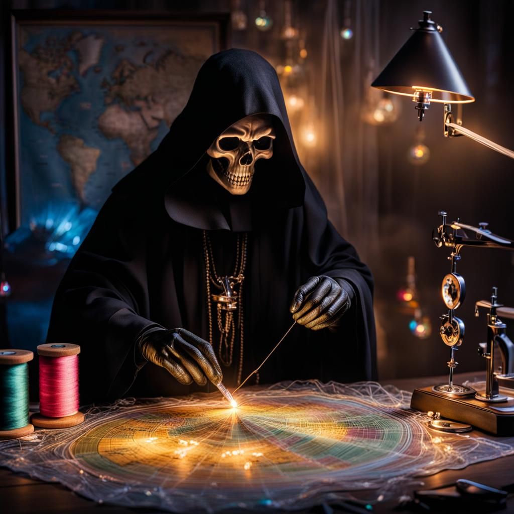 Iridescent Embroidery Map Sewn by Grim Reaper