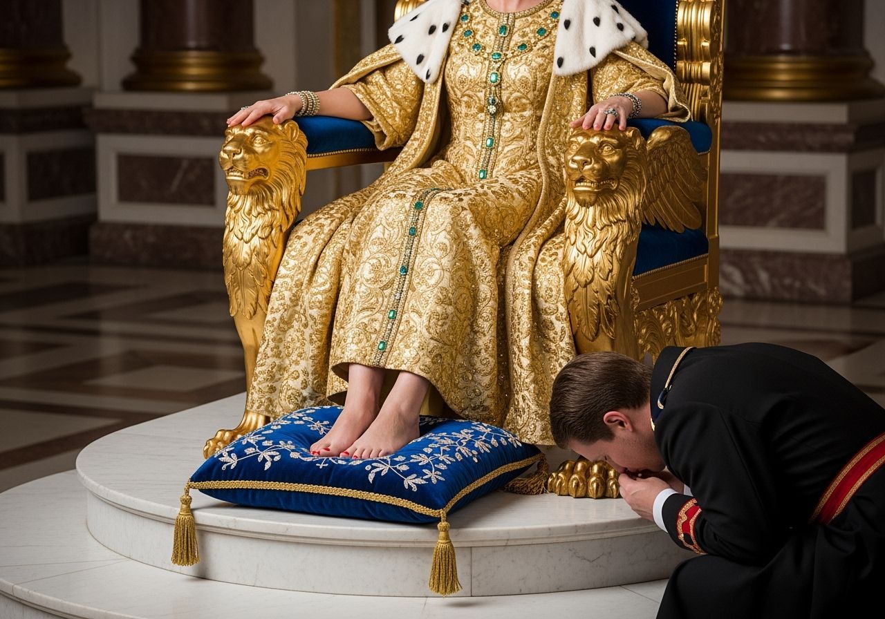 French Empress on Eagle Throne, Royal Palace Backdrop