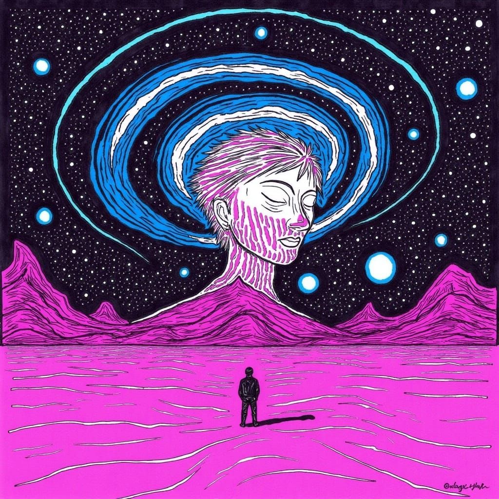 Minimalist Galaxy Storm Over Ultraviolet Wasteland